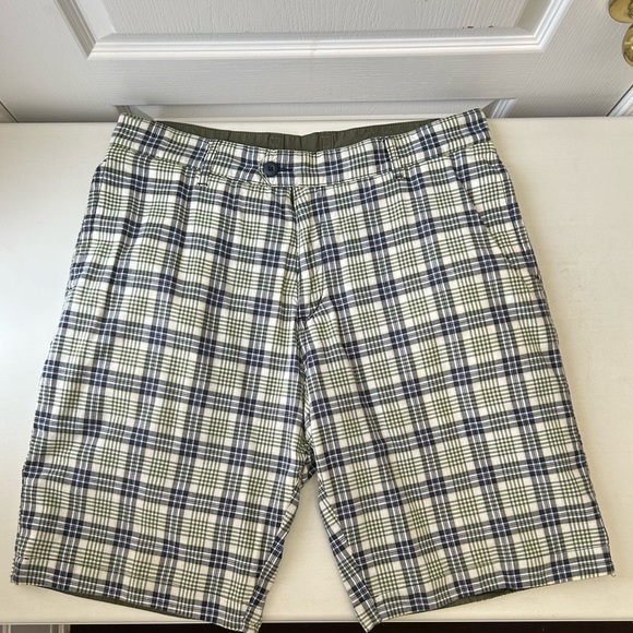 Men's Flat Front Reversible Chino Shorts Green Plaid Size 34 - Picture 9 of 9